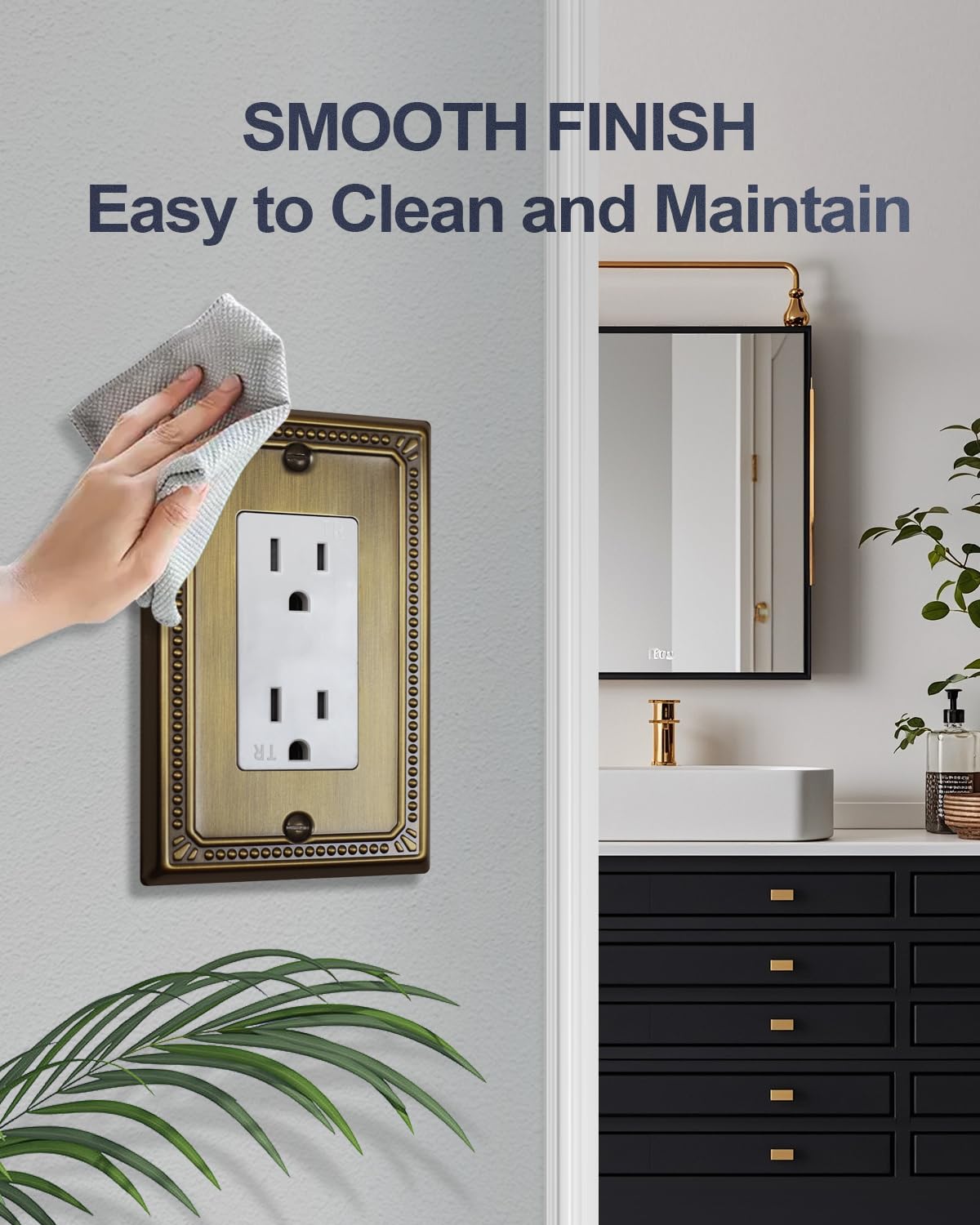 ZILLSEA midsize wall plate compatibility with dimmers, toggles, and outlets.