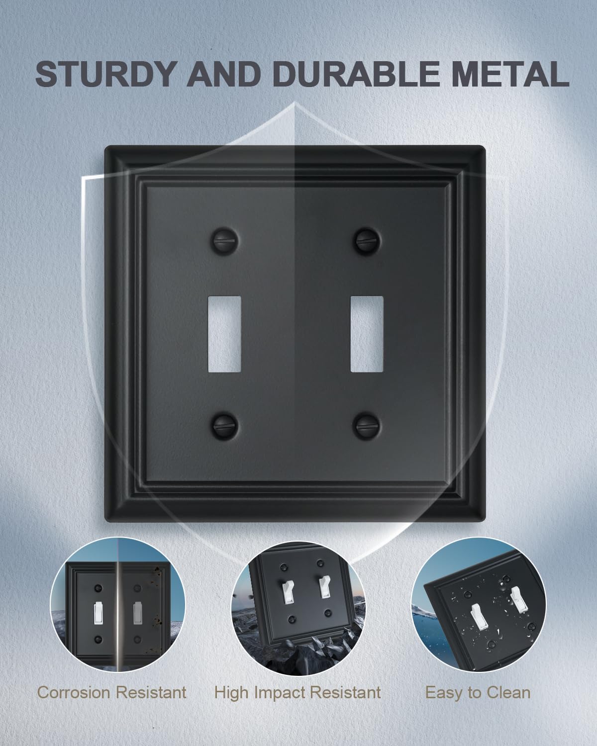 ZILLSEA wall plate midsize 4-96 by 4-88 dimensions fits standard double-toggle switches