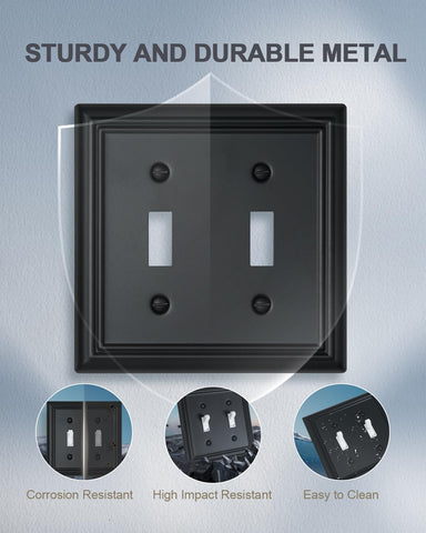 ZILLSEA wall plate midsize 4-96 by 4-88 dimensions fits standard double-toggle switches