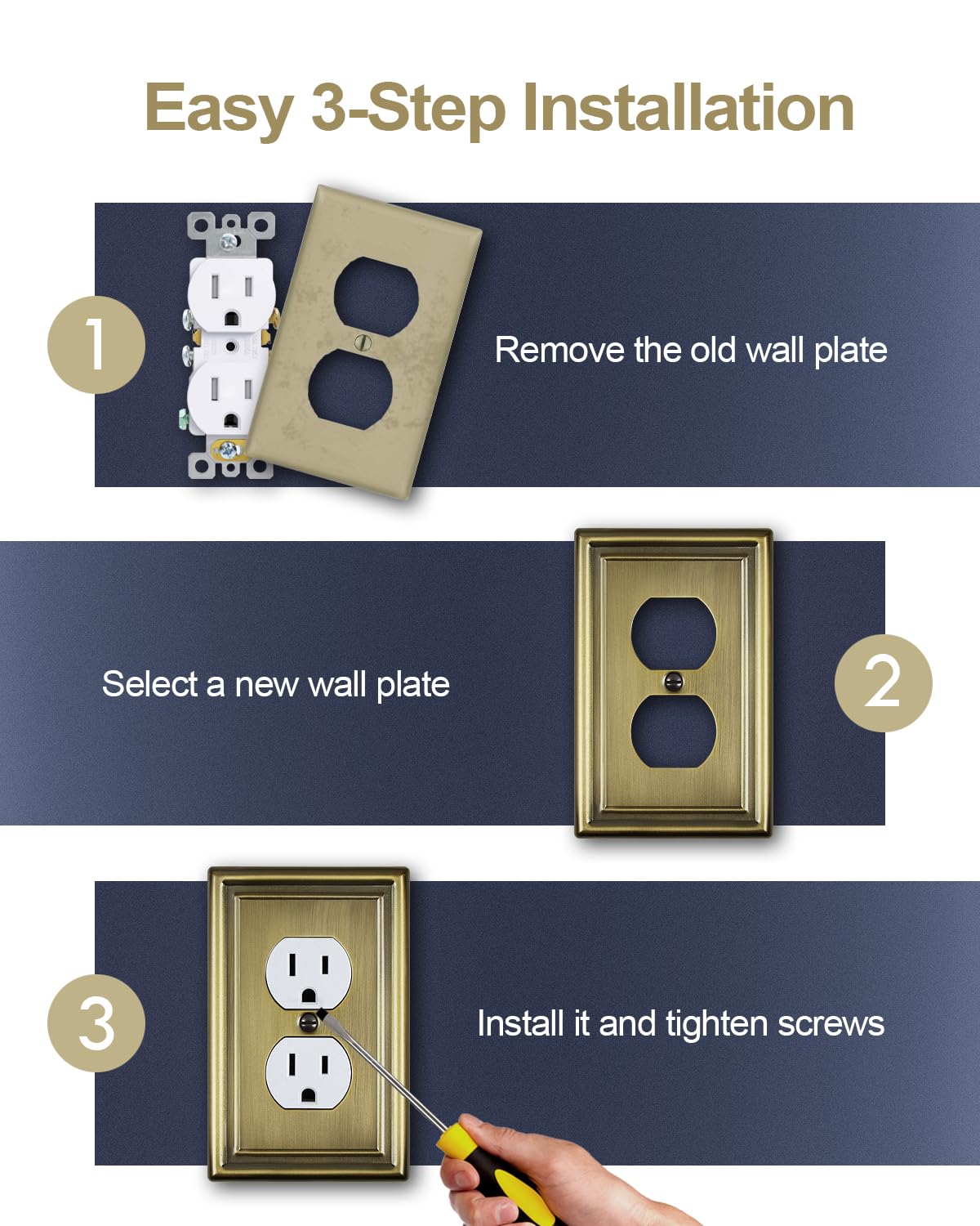 ZILLSEA universal wall plate – fits duplex outlets and switches.