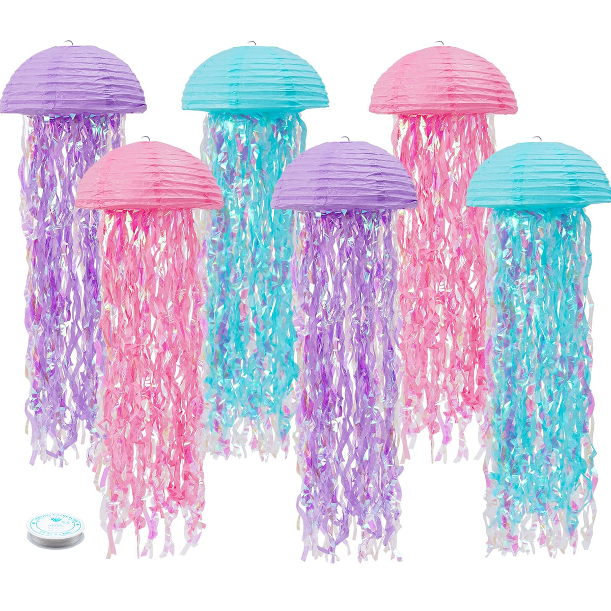 Zilue pink jellyfish lantern for mermaid party backdrops with colorful lighting