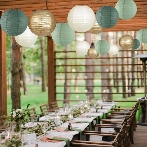 Zilue 10-inch forest green sage lanterns for vintage rustic vibes.