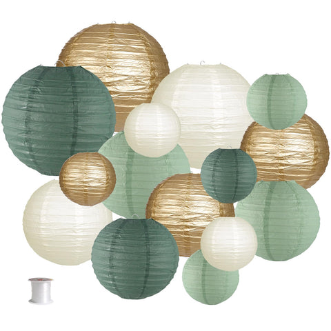 Zilue 10-inch gold ivory sage lanterns create a warm wedding ambiance.