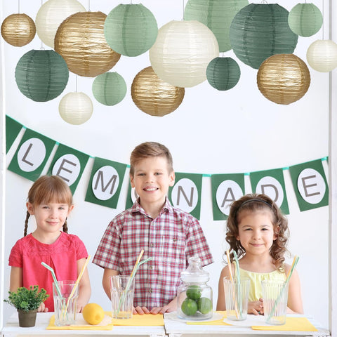 Zilue 8-inch forest green sage lanterns brighten indoor or outdoor gatherings.