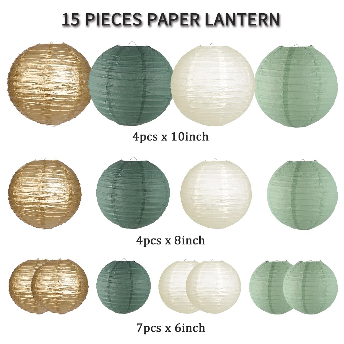 Zilue 8-inch gold ivory sage lanterns add rustic charm to events.