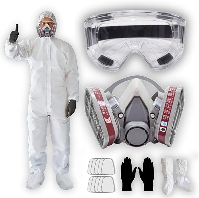 Zimchado full-body hazmat suit with hood for painting and protection