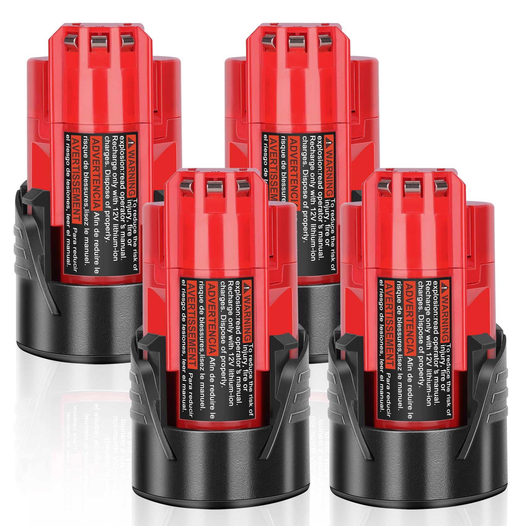 Ziment four-pack 12V M12 batteries for longer runtimes on projects