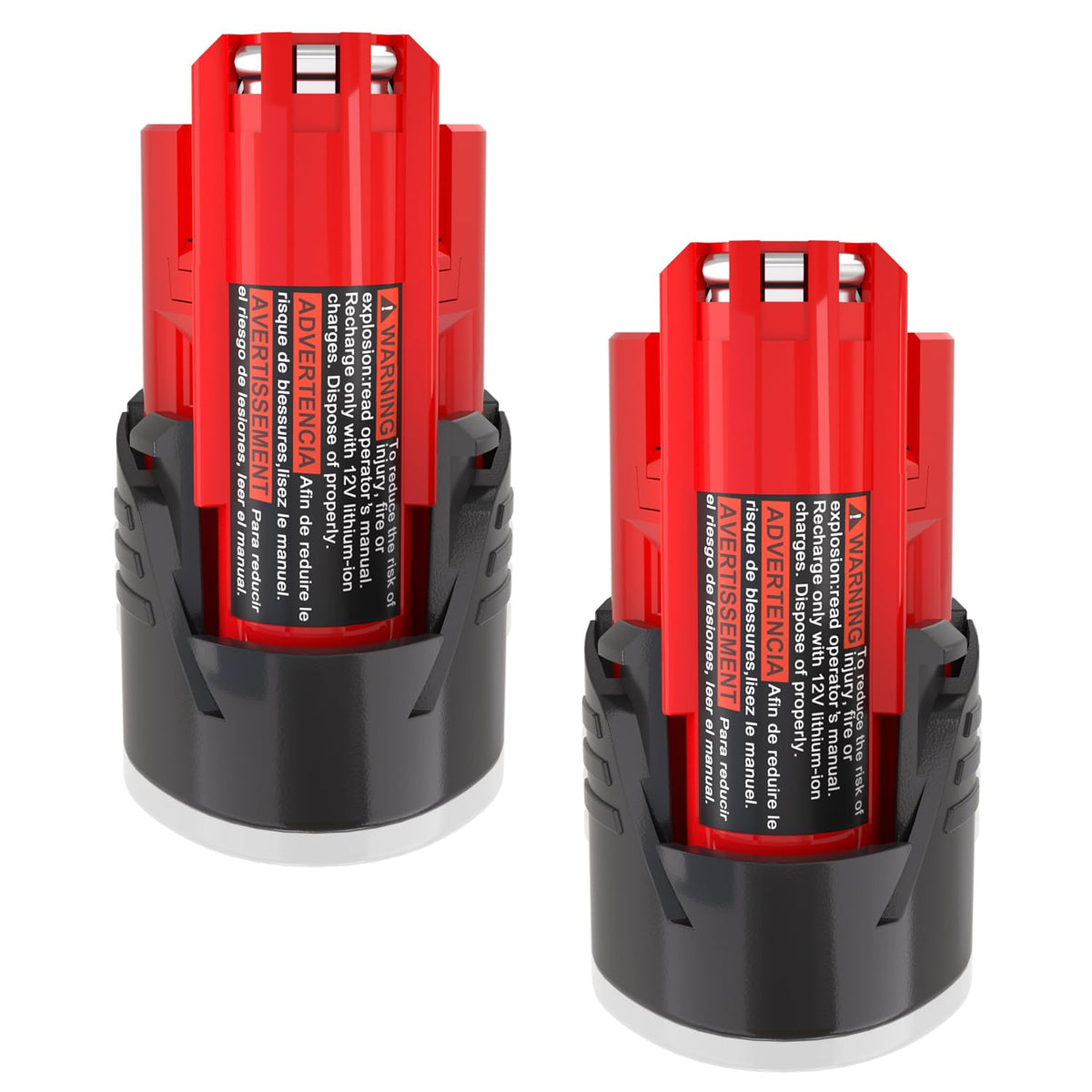 Ziment two-pack 12V batteries for Milwaukee M12 tools providing extended runtime