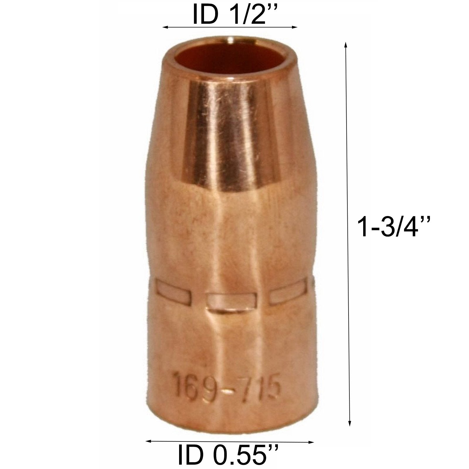 Zinger gas nozzle 1/2 inch for Millermatic and Hobart kits improves gas coverage for consistent shielding