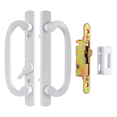 Zinkitool offset handle for white patio doors enhances grip and style.