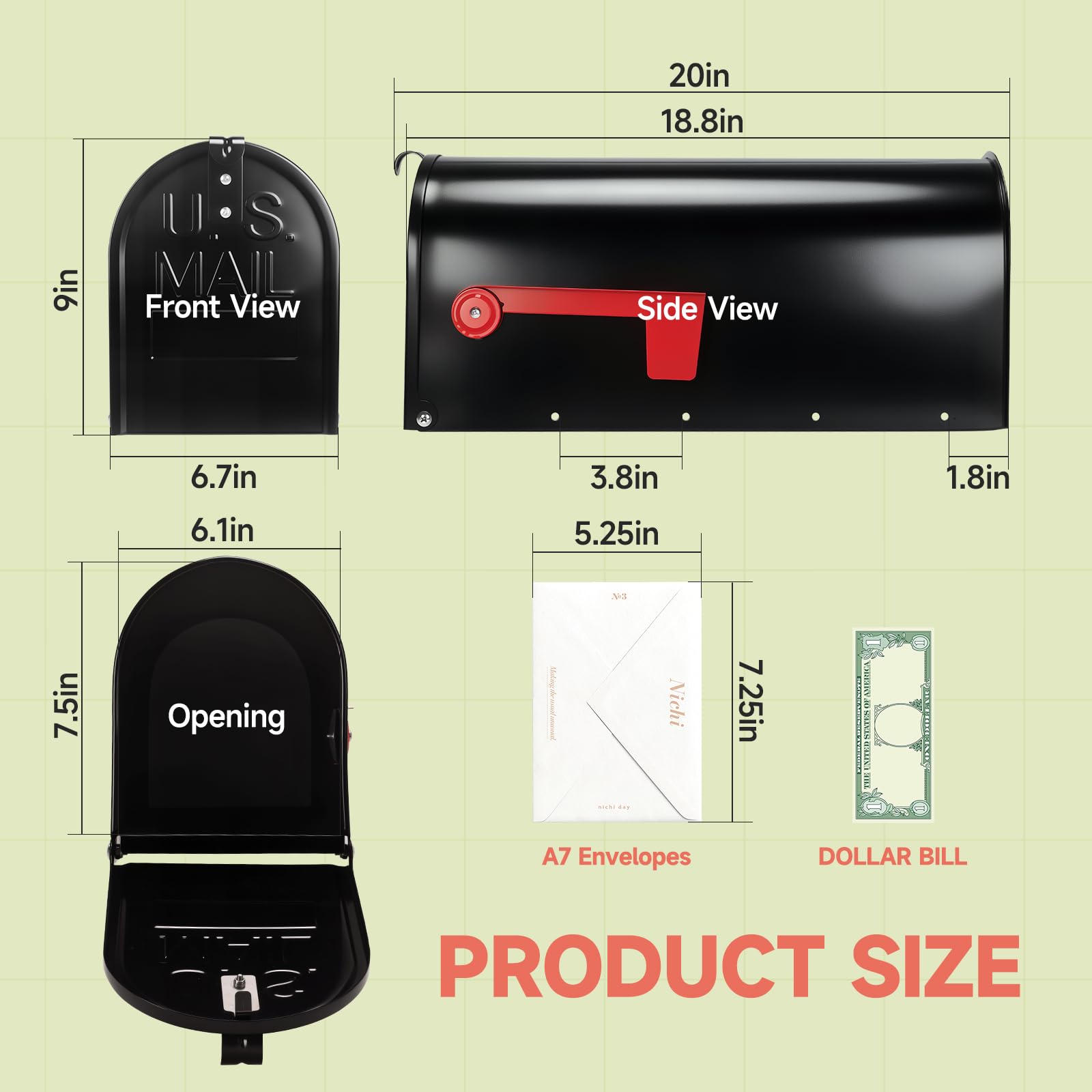 Zinovo mailbox with pre-drilled holes, easy outdoor installation.