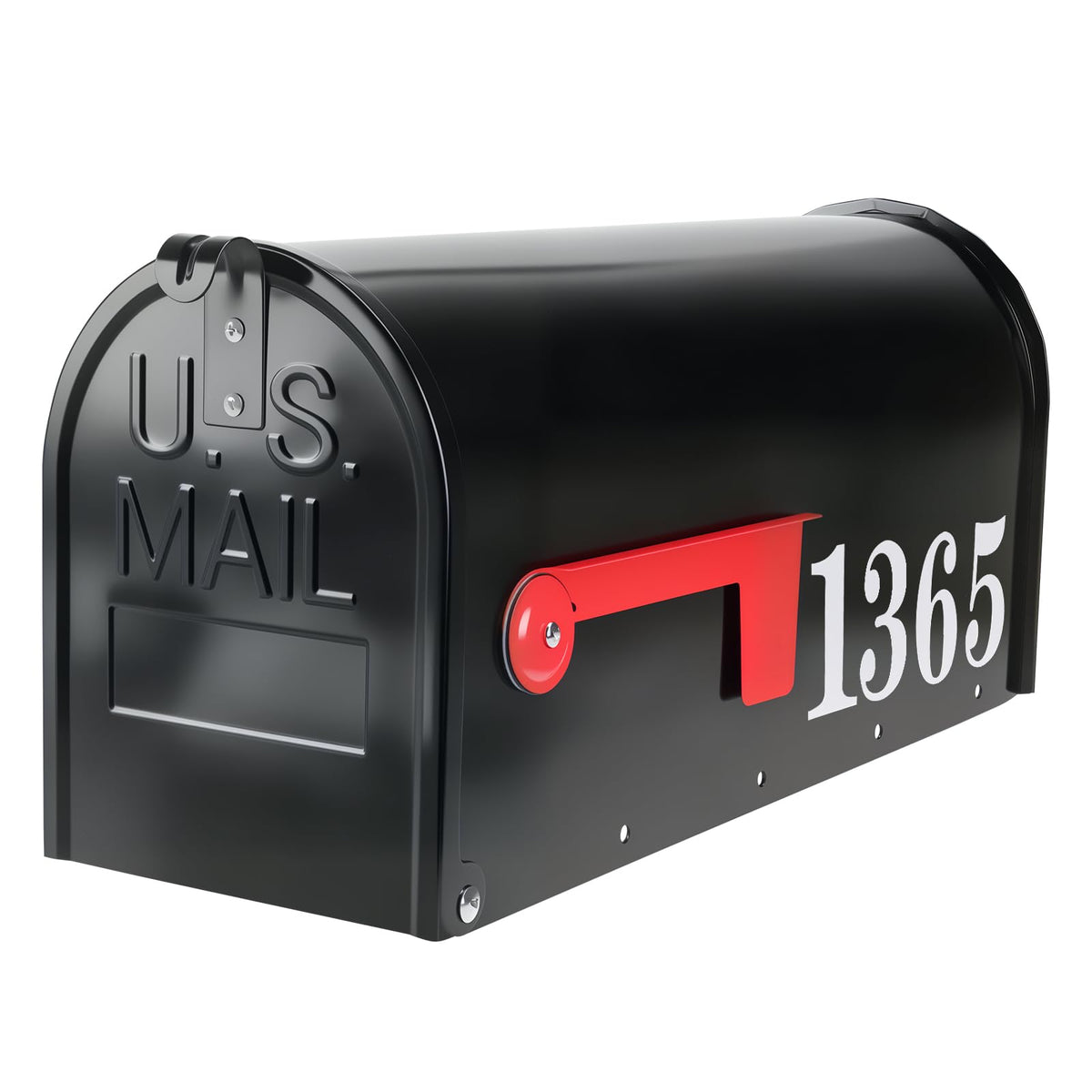 Zinovo metal post-mount mailbox outside front view with durable black finish and easy mail access.
