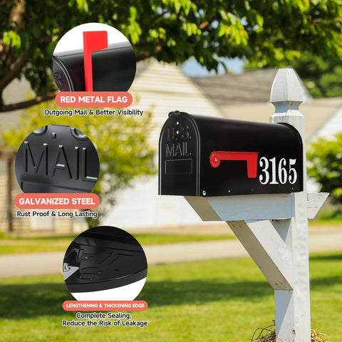 Zinovo red-flag post-mount mailbox with bright indicator for outgoing mail.