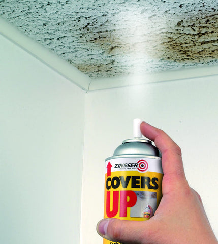 Vertical spray design on Zinsser 3688 aids even ceiling coating