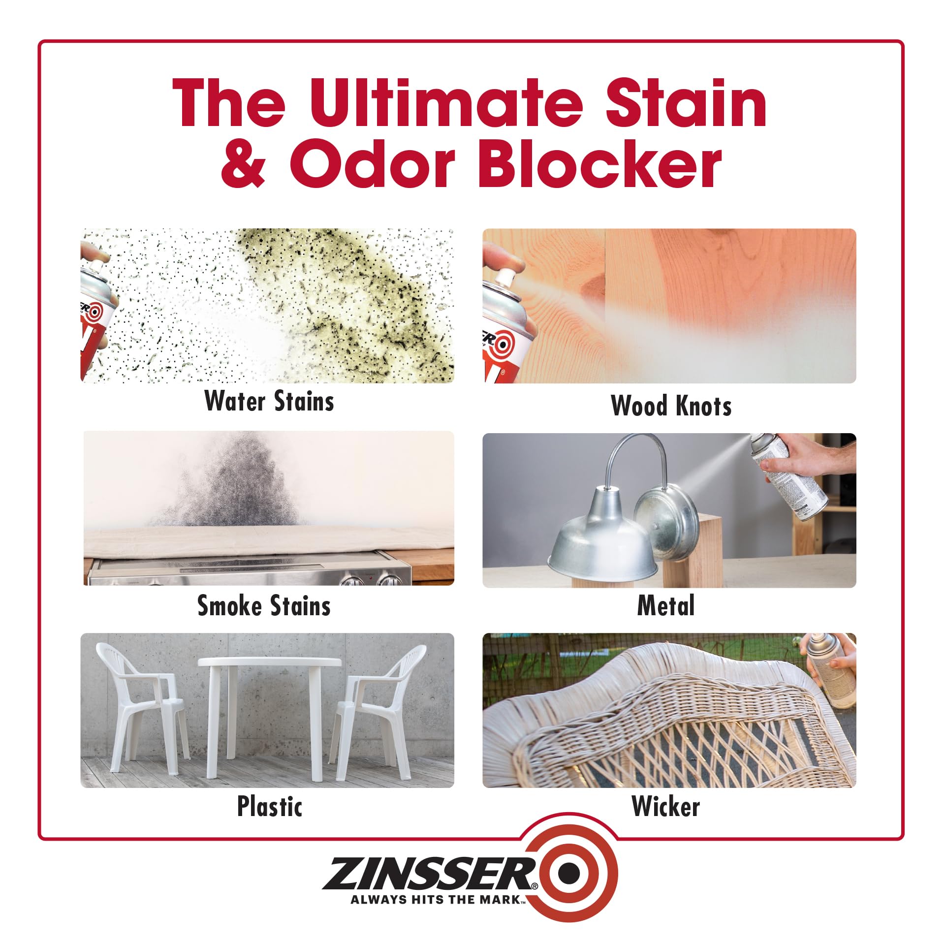 Zinsser B I N seals stains and odors on wood and plaster surfaces
