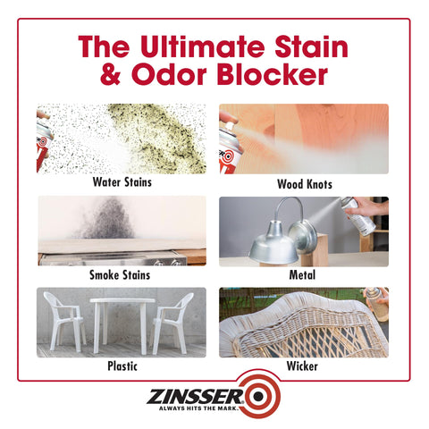 Zinsser B I N seals stains and odors on wood and plaster surfaces