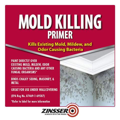Zinsser EPA-registered antimicrobial label on mold killing primer can