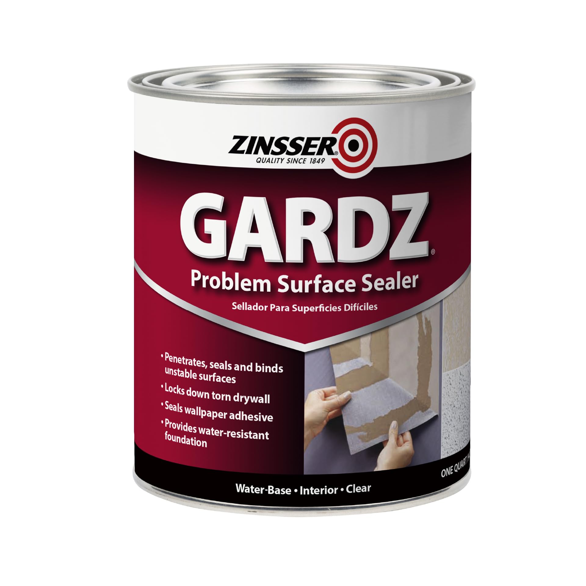 Zinsser Gardz bottle front view showing a clear, low-odor sealer for problem surfaces