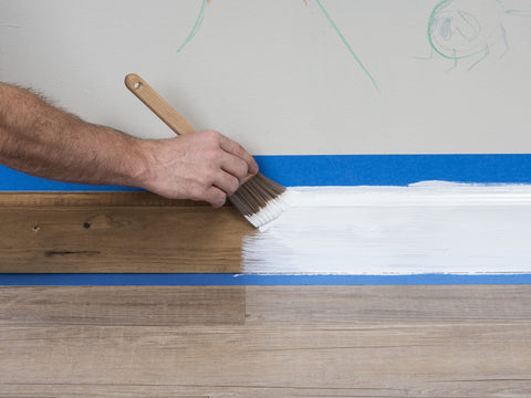 Zinsser 1-2-3 Plus brush-application shows quick-dry primer on walls