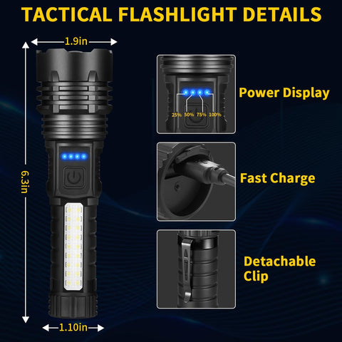 ZioeYiue dual-pack flashlights with carrying accessories and cables.