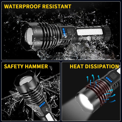 ZioeYiue tactical flashlight with lanyard for secure carrying on adventures.