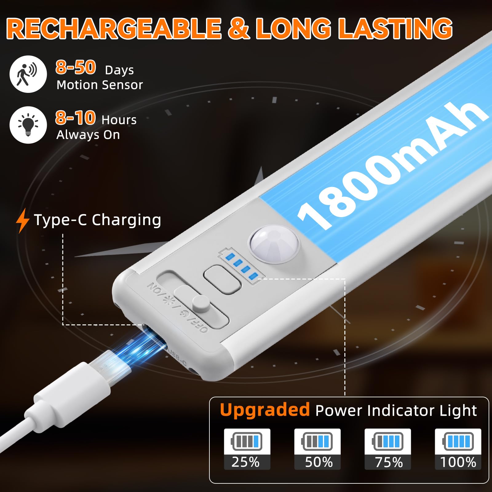 ZioeYiue rechargeable 1800mAh battery with clear power display.