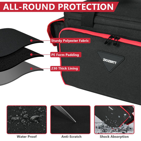 ZIOZERTT air compressor bag front pocket for tools keeps wrenches and needles within reach.