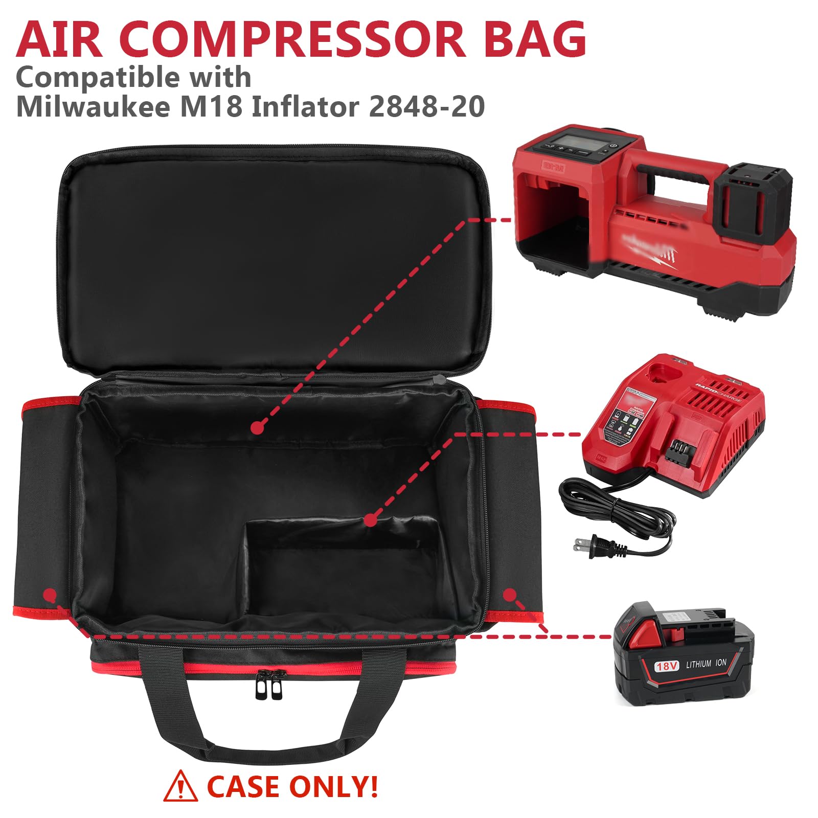 ZIOZERTT air compressor bag waterproof fabric protects gear from rain and splashes.