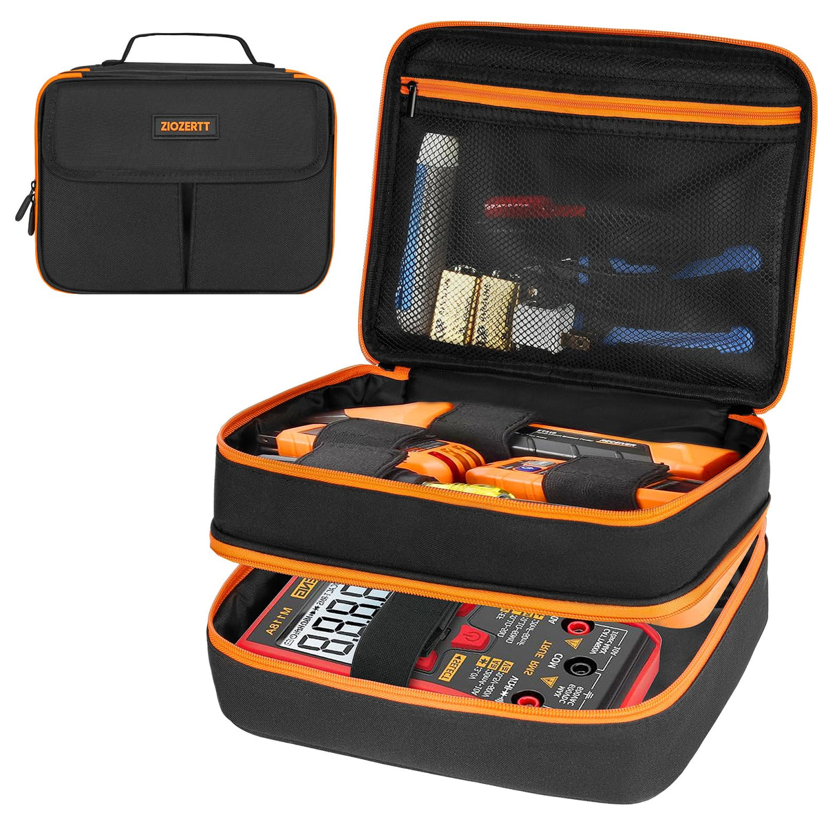 ZIOZERTT carrying case with double-layer storage keeping Klein Tools kit organized.