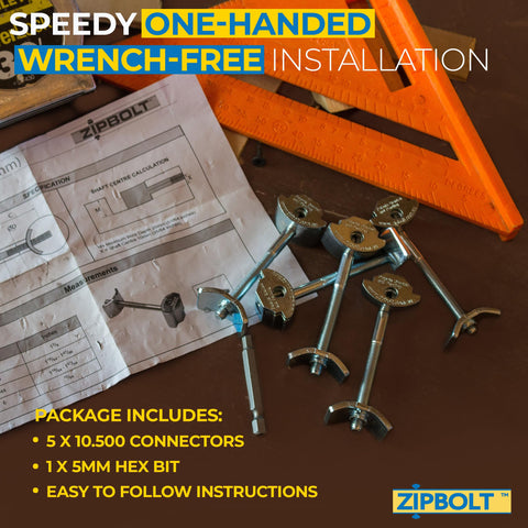 Zipbolt 10500 countertop connection edge highlights clean alignment and security.