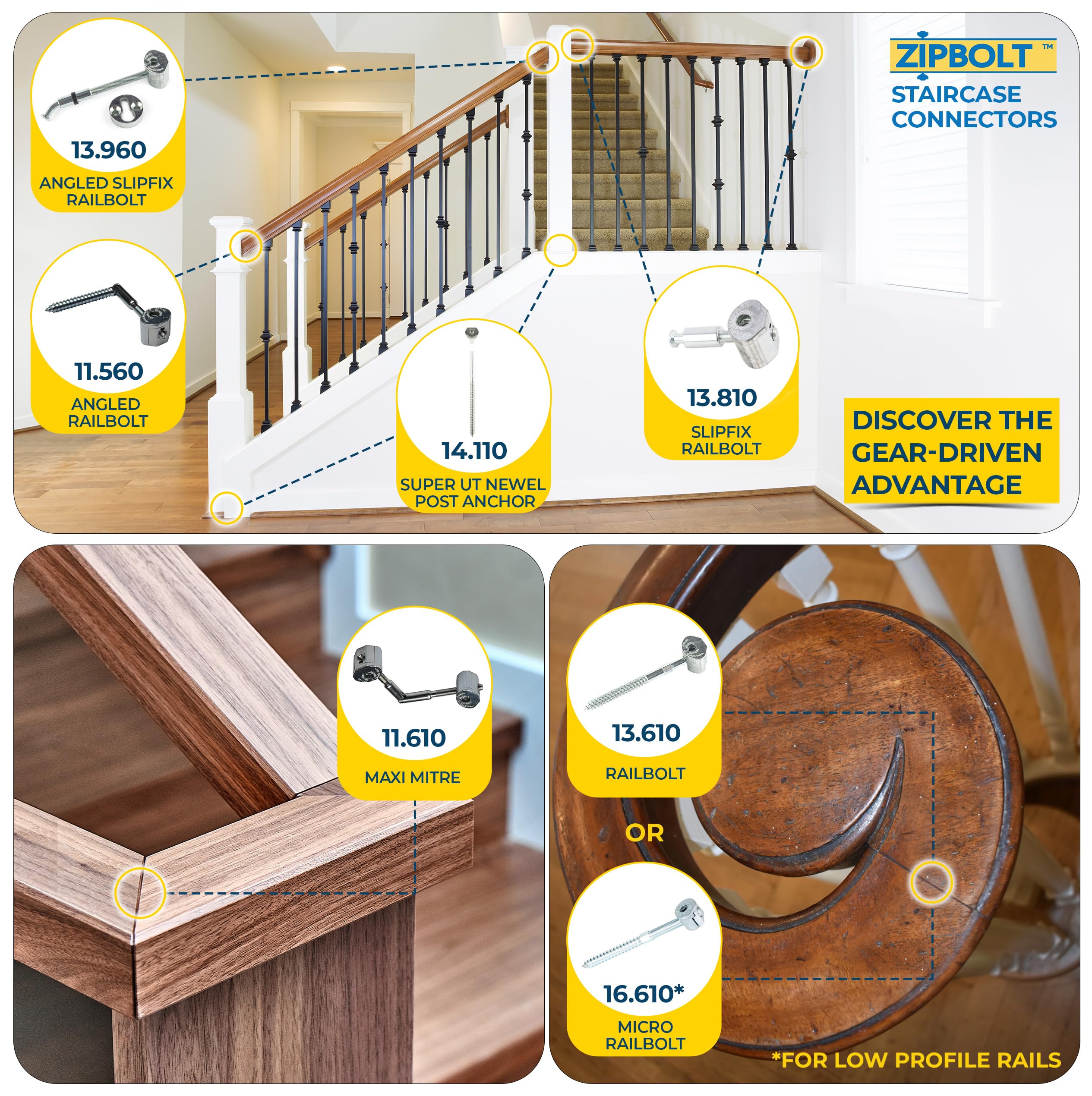 Zipbolt durable steel construction ensures long-term stability in residential and commercial stairs.