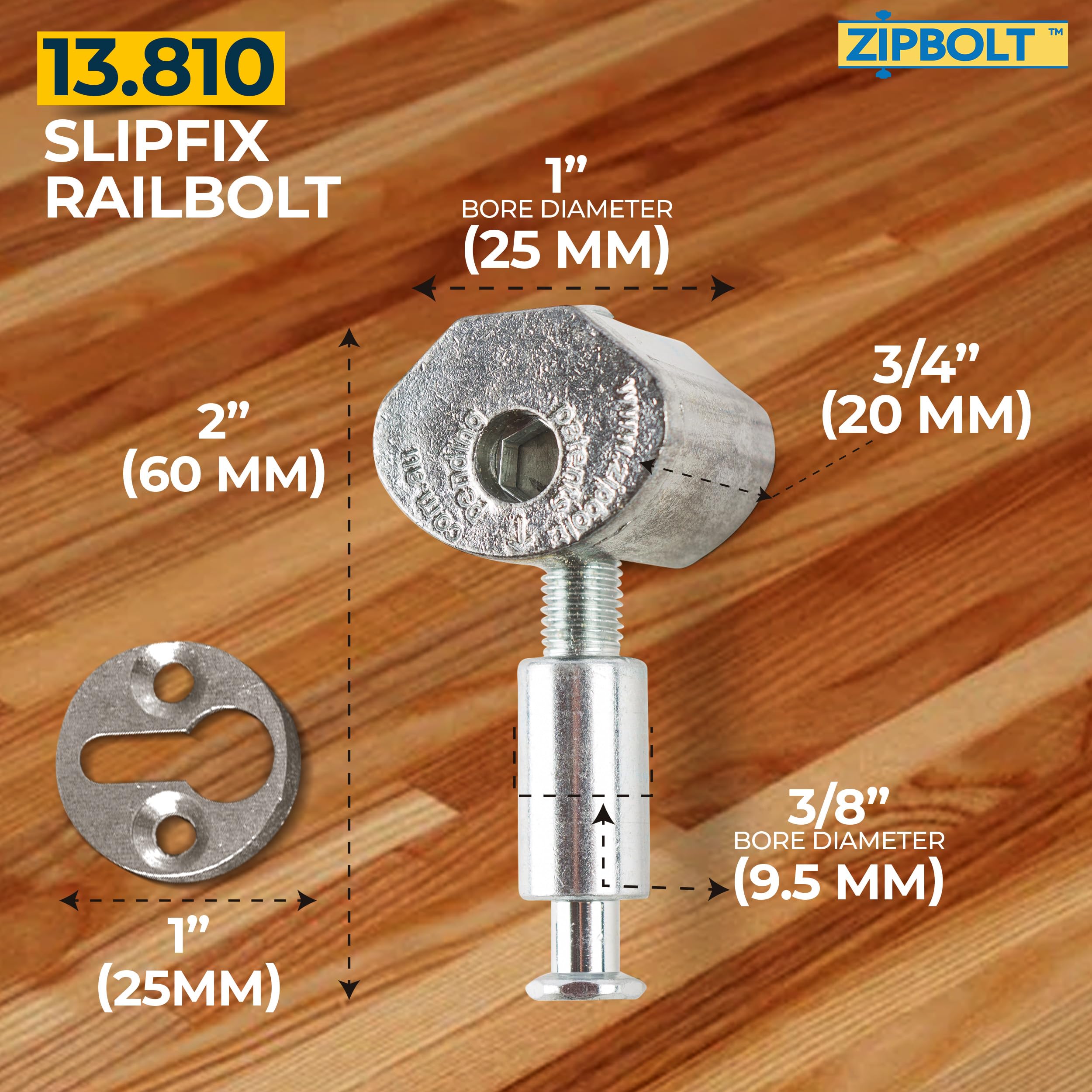 Zipbolt 13.810 Slipfix package includes bolts, plugs, and Torx driver for easy setup.