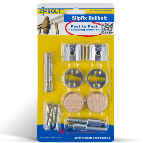 Zipbolt 13.810 Slipfix Railbolt assembly secures handrails to posts for reliable installations.