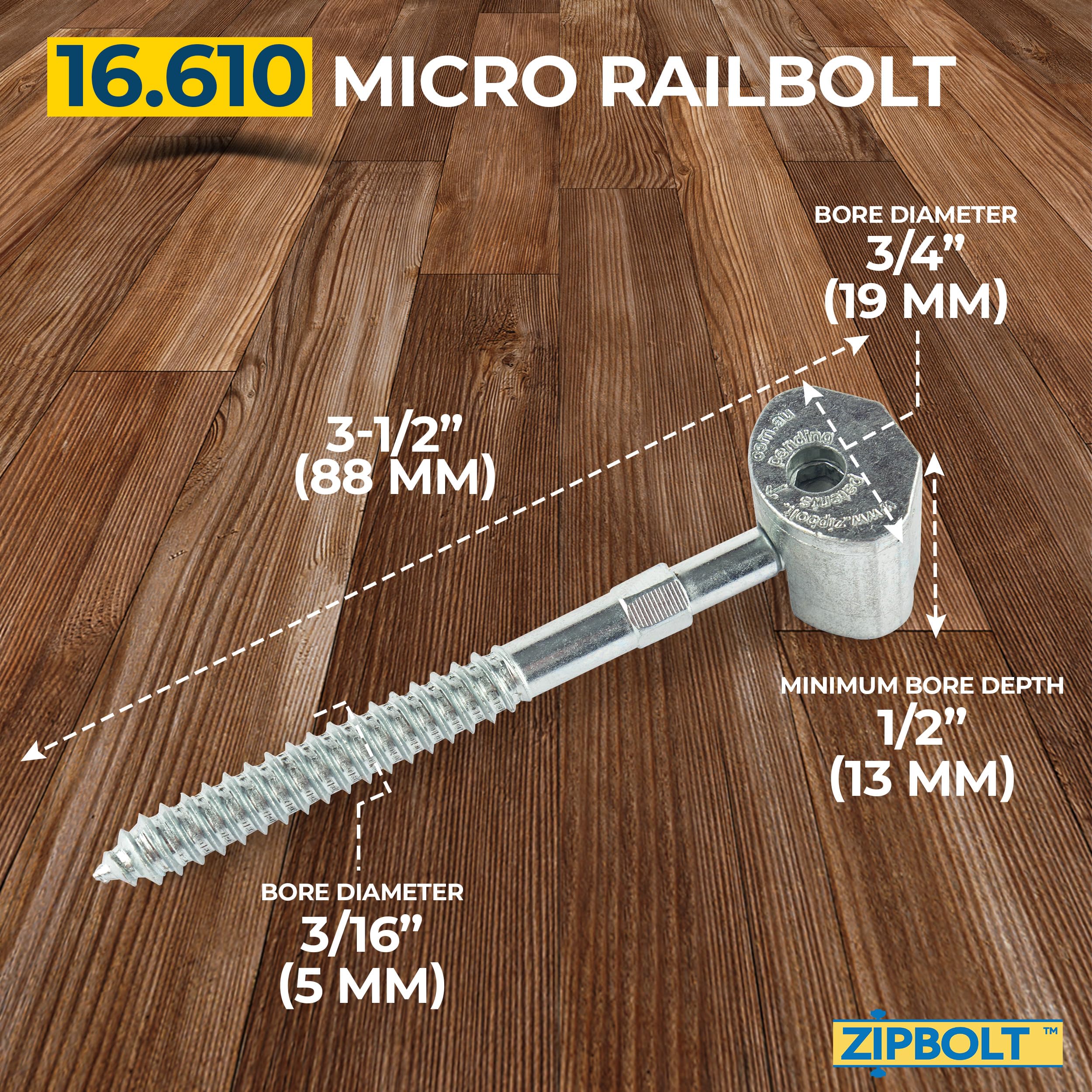 Zipbolt 16.610 UT Micro Railbolt packaging includes bolts and Torx bit