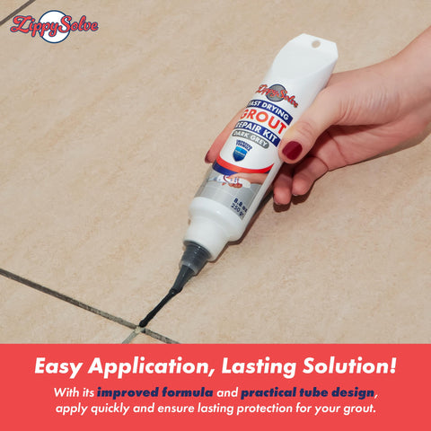 ZippySolve fast-drying grout paint speeds up renovation of showers and floors.