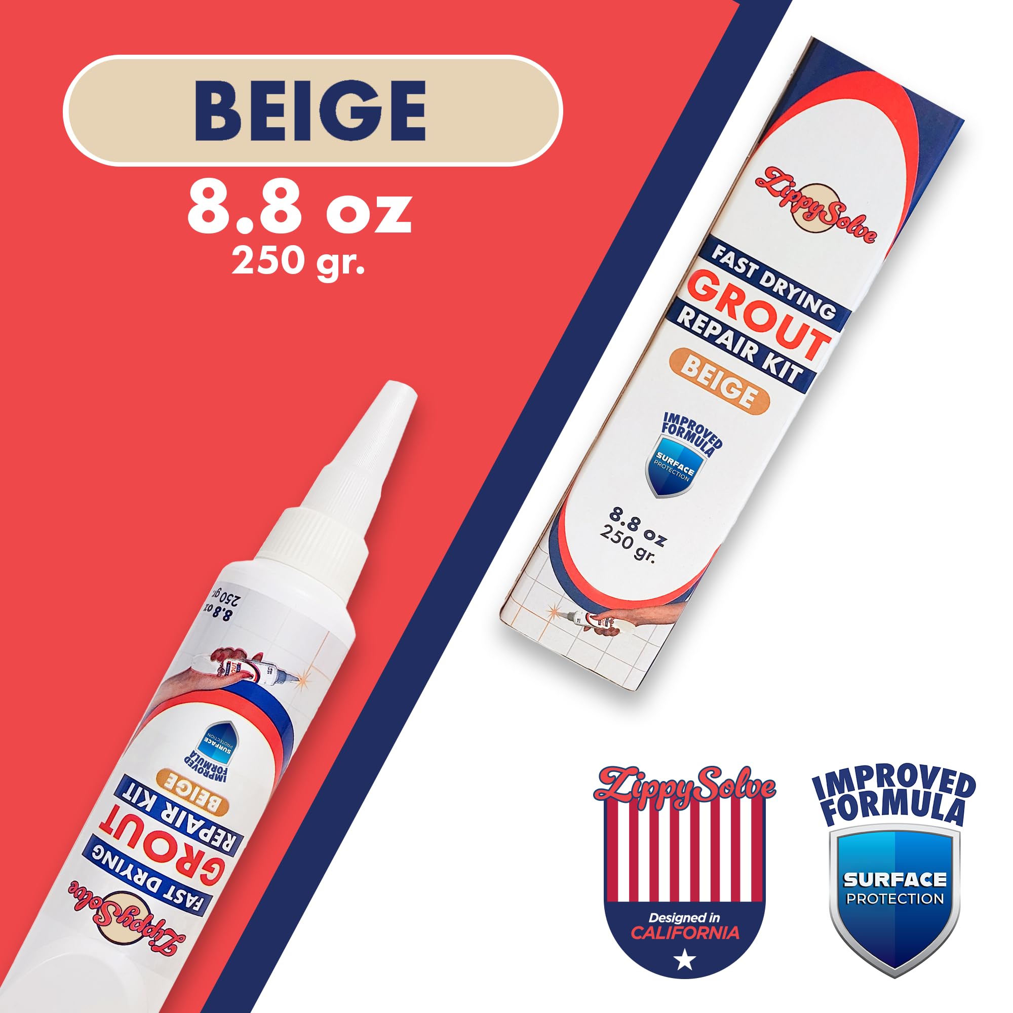 ZippySolve beige grout paste applied for a smooth, even finish.