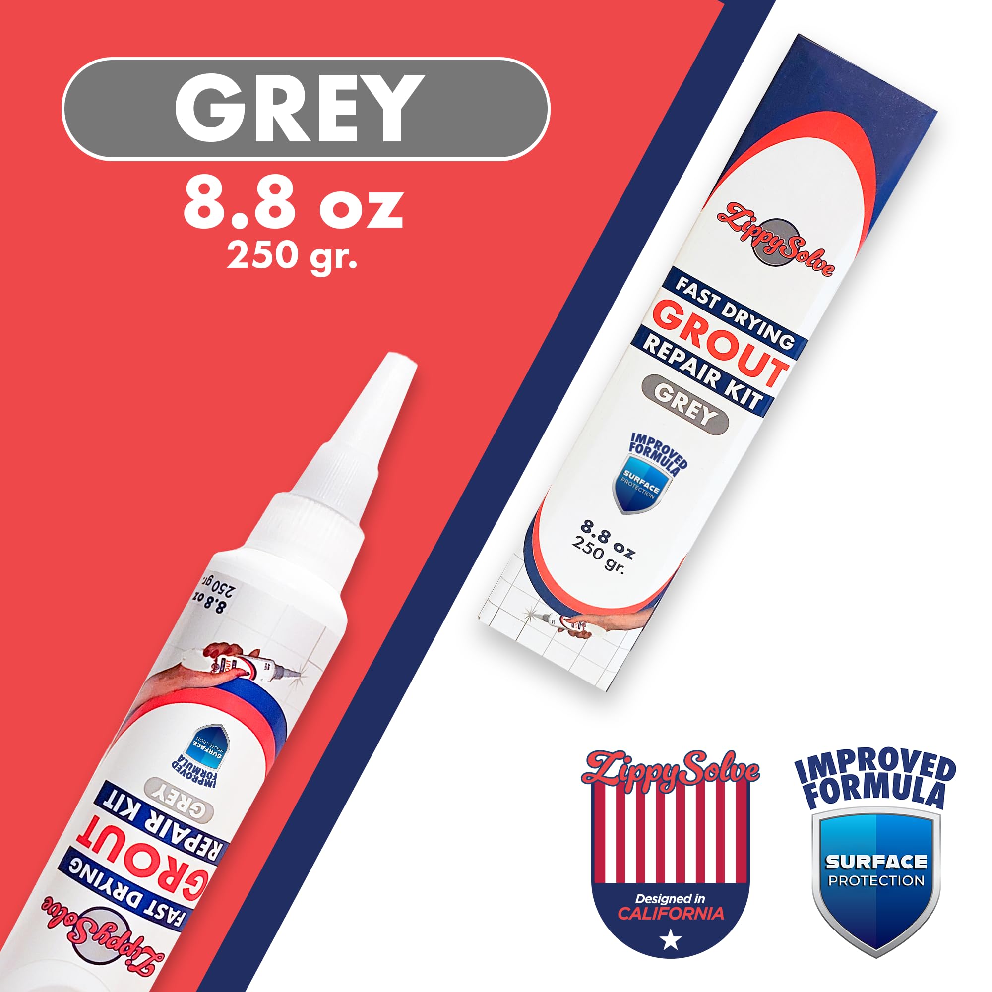 ZippySolve grout repair kit tube demonstrates water-based formula