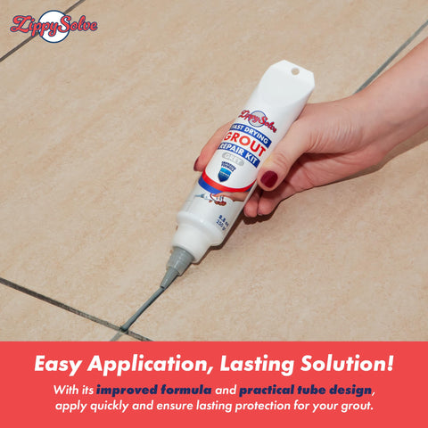 ZippySolve grout repair kit for shower illustrates waterproof finish