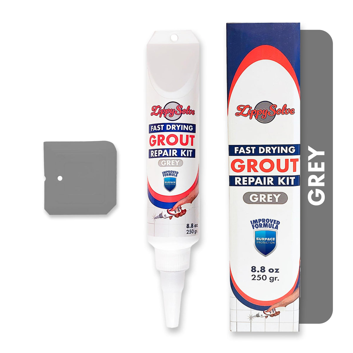 ZippySolve grout repair kit spatula four corners enables precise application