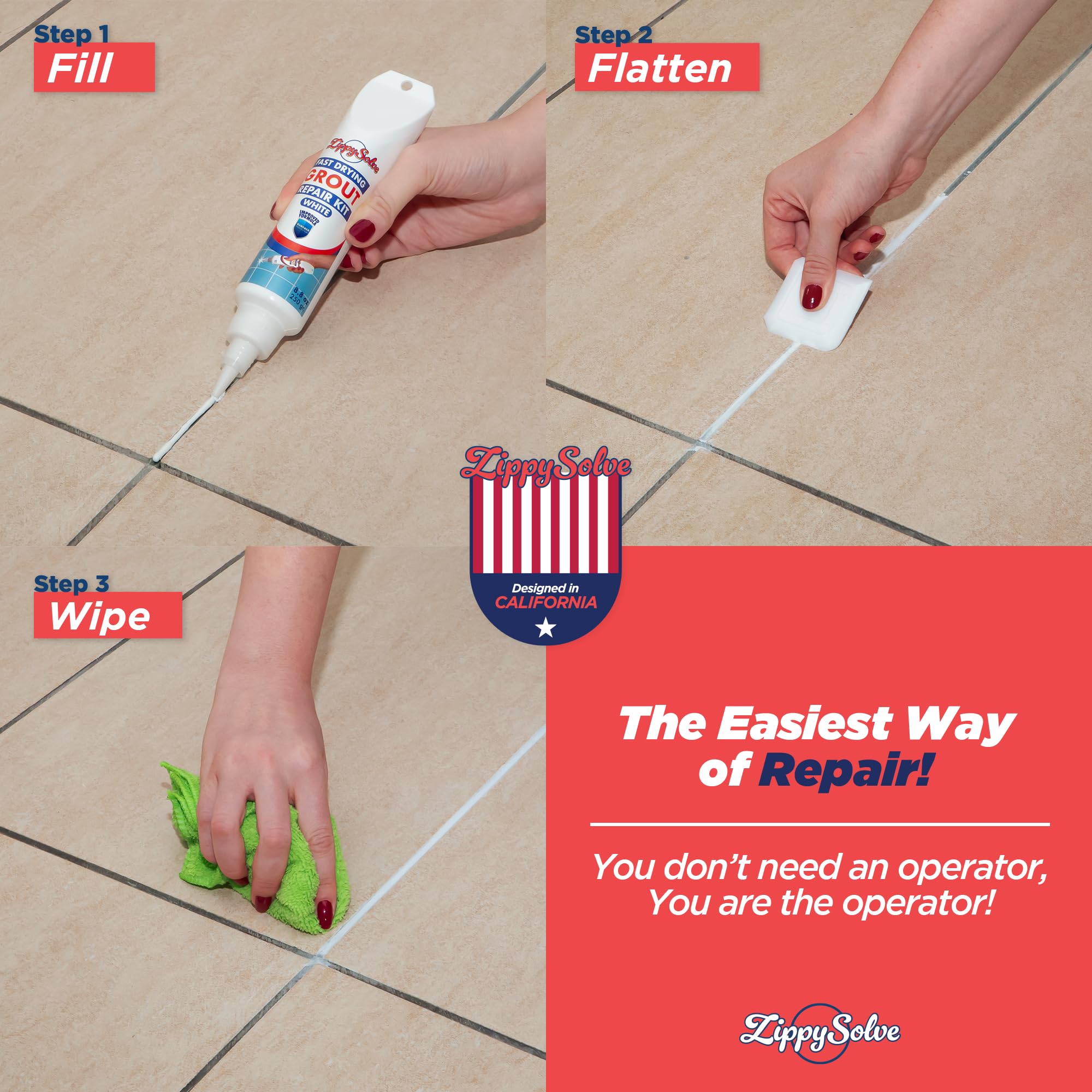 ZippySolve vertical and horizontal application for walls and floors