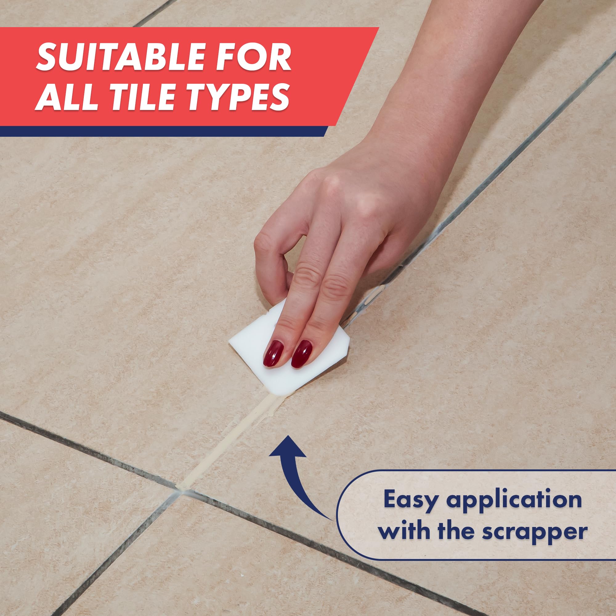 Vertical surface repair with ZippySolve grout kit.