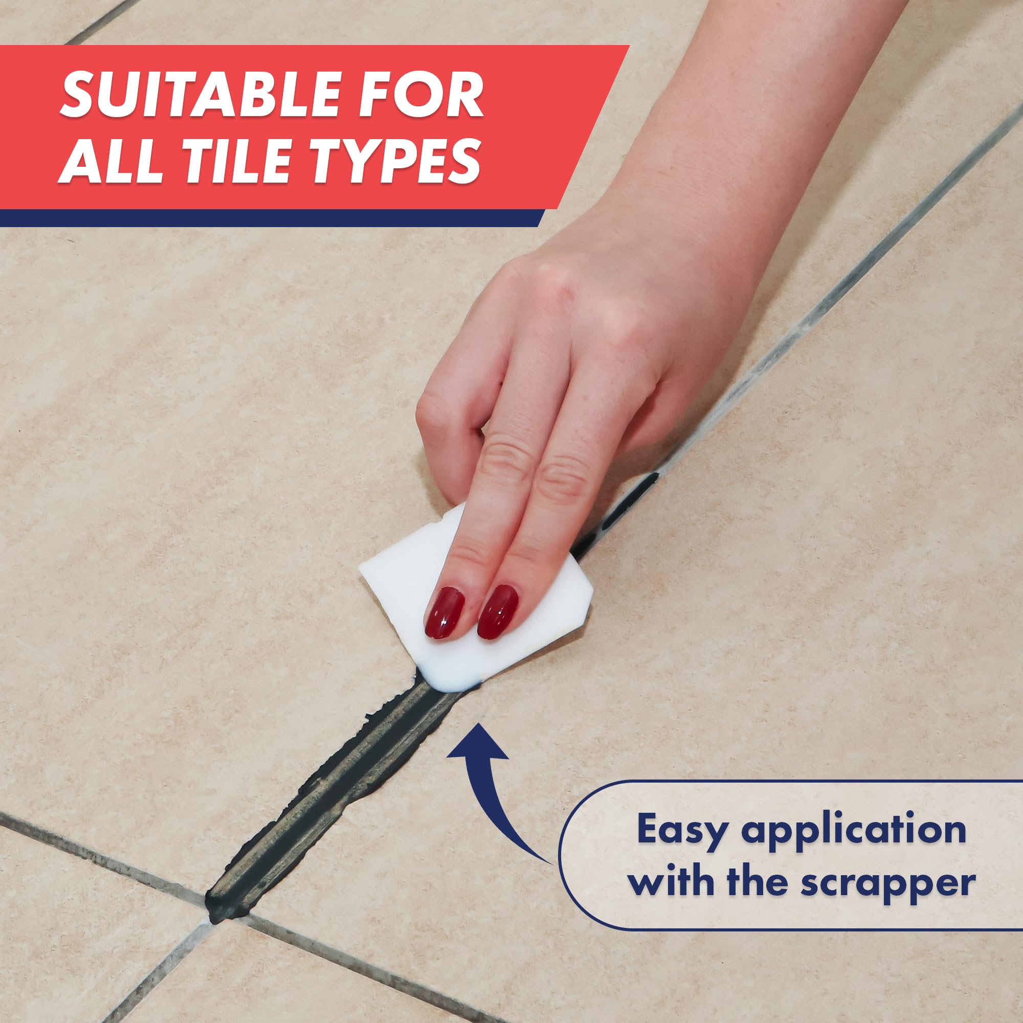 ZippySolve waterproof finish protects tile joints in wet areas like bathrooms.