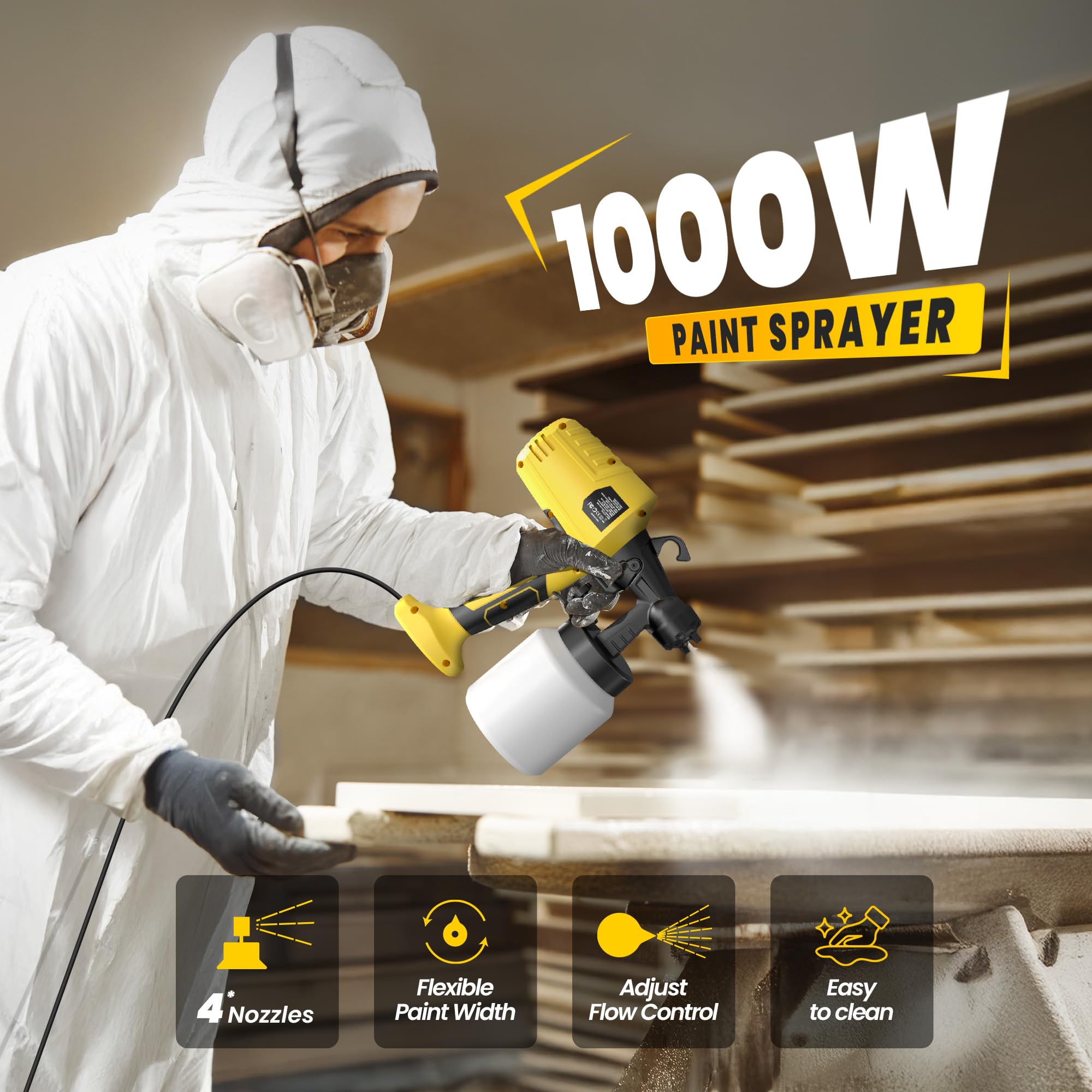 ZippyZebra paint sprayer adjustable flow for precise coating on furniture.