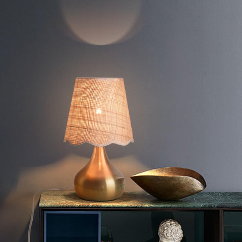 Ziqqeelam gold bedside lamp base detail, sturdy support and style