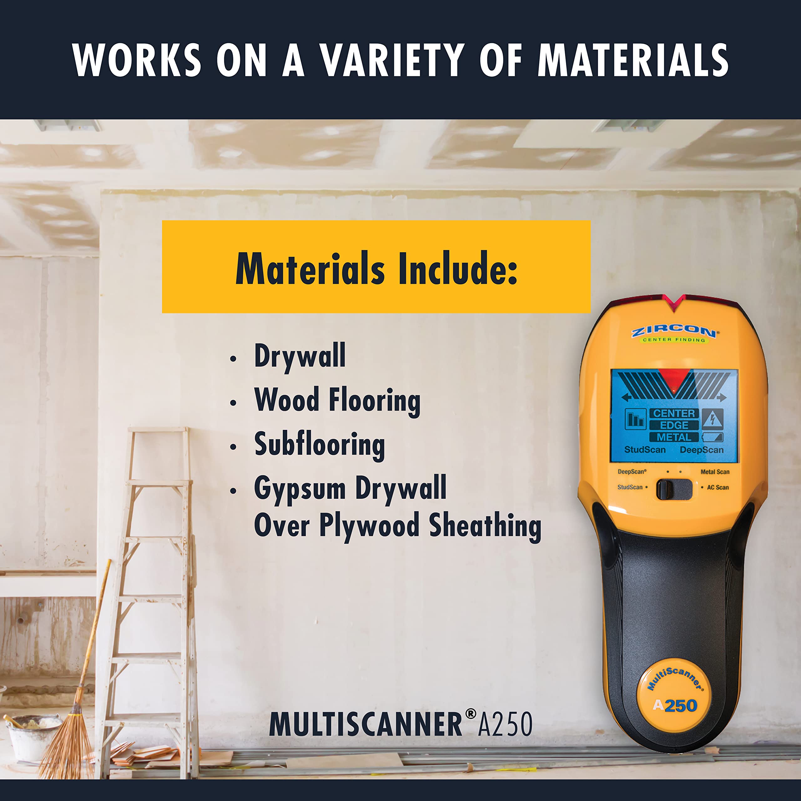 Zircon MultiScanner A250 Metal Scan detects hidden metal objects safely.