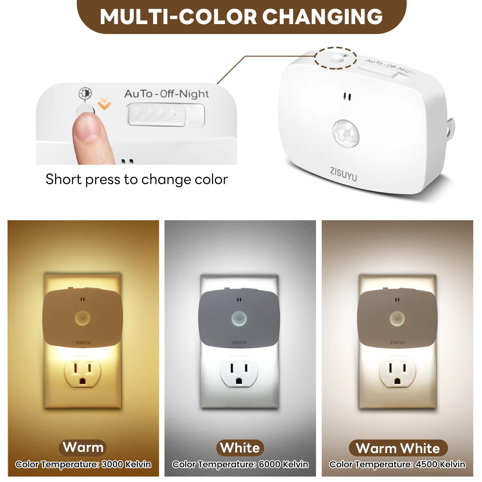 ZISUYU color-changing option creates warm or cool scenes in living spaces.