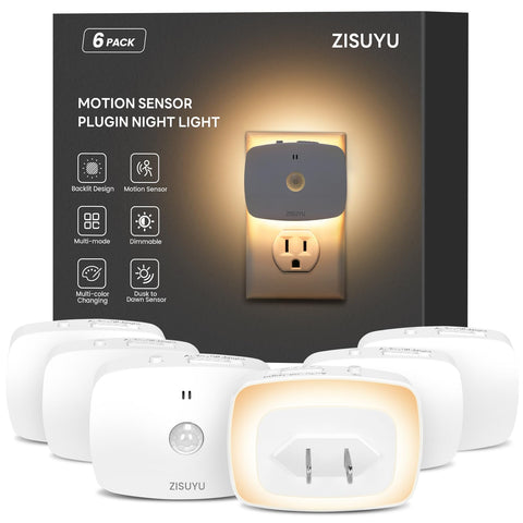 ZISUYU plug-in LED night light with backlit front view illuminates a soft hallway glow for safe navigation.