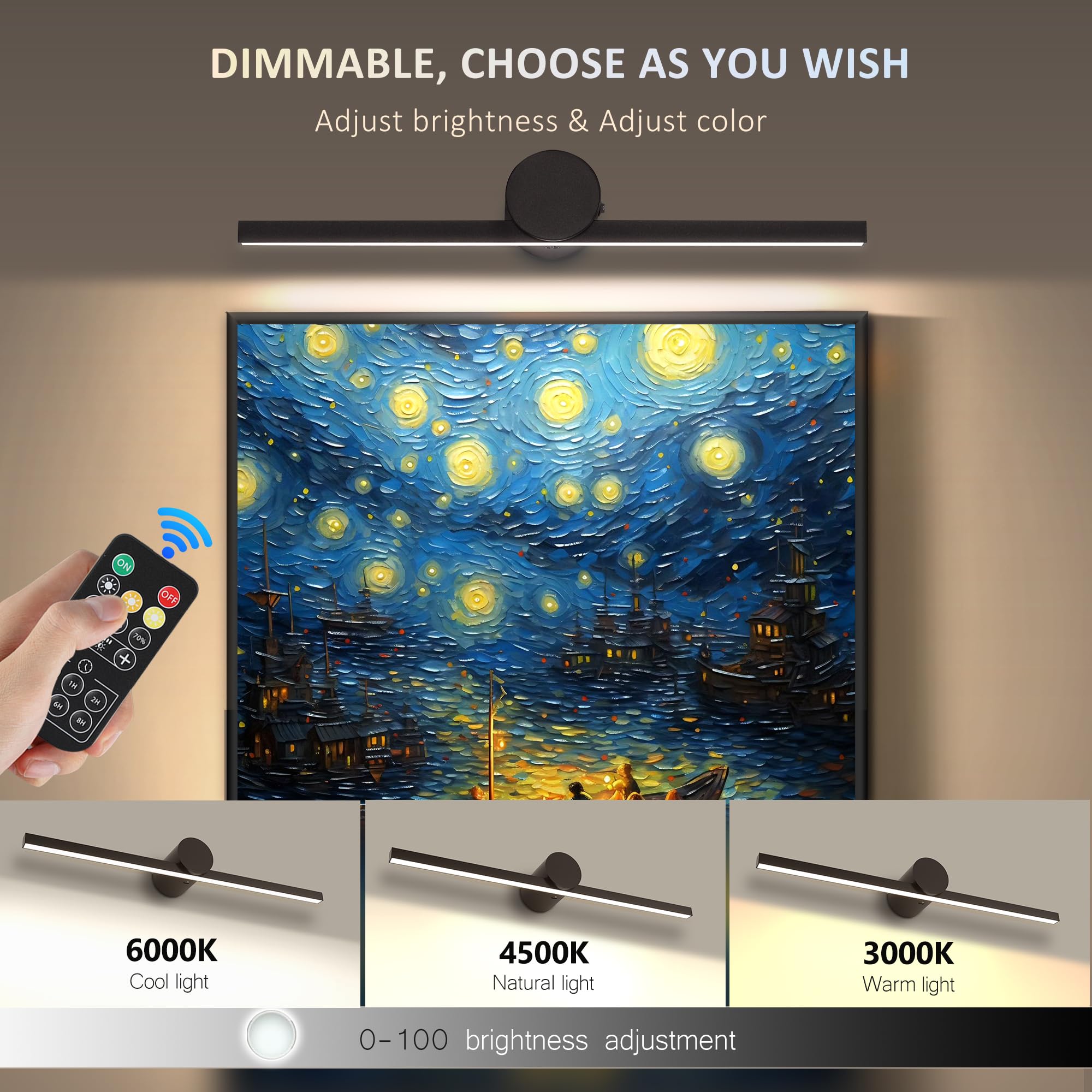 ZitoStory rechargeable gallery light 15-35 inch for vivid wall displays