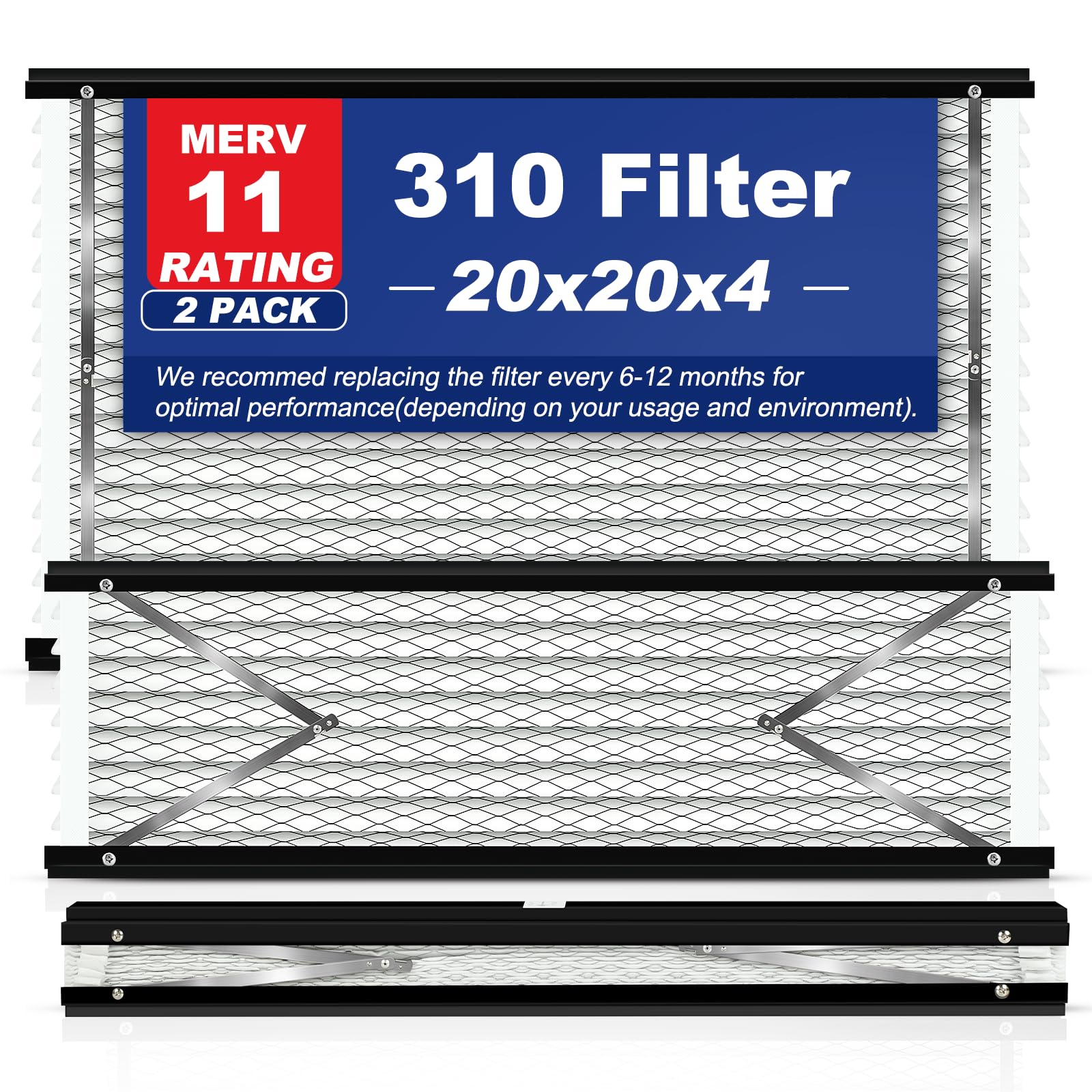 Ziuwery 2-pack 310 replacement filter for Aprilaire, fits 20x20x4, improves airflow.