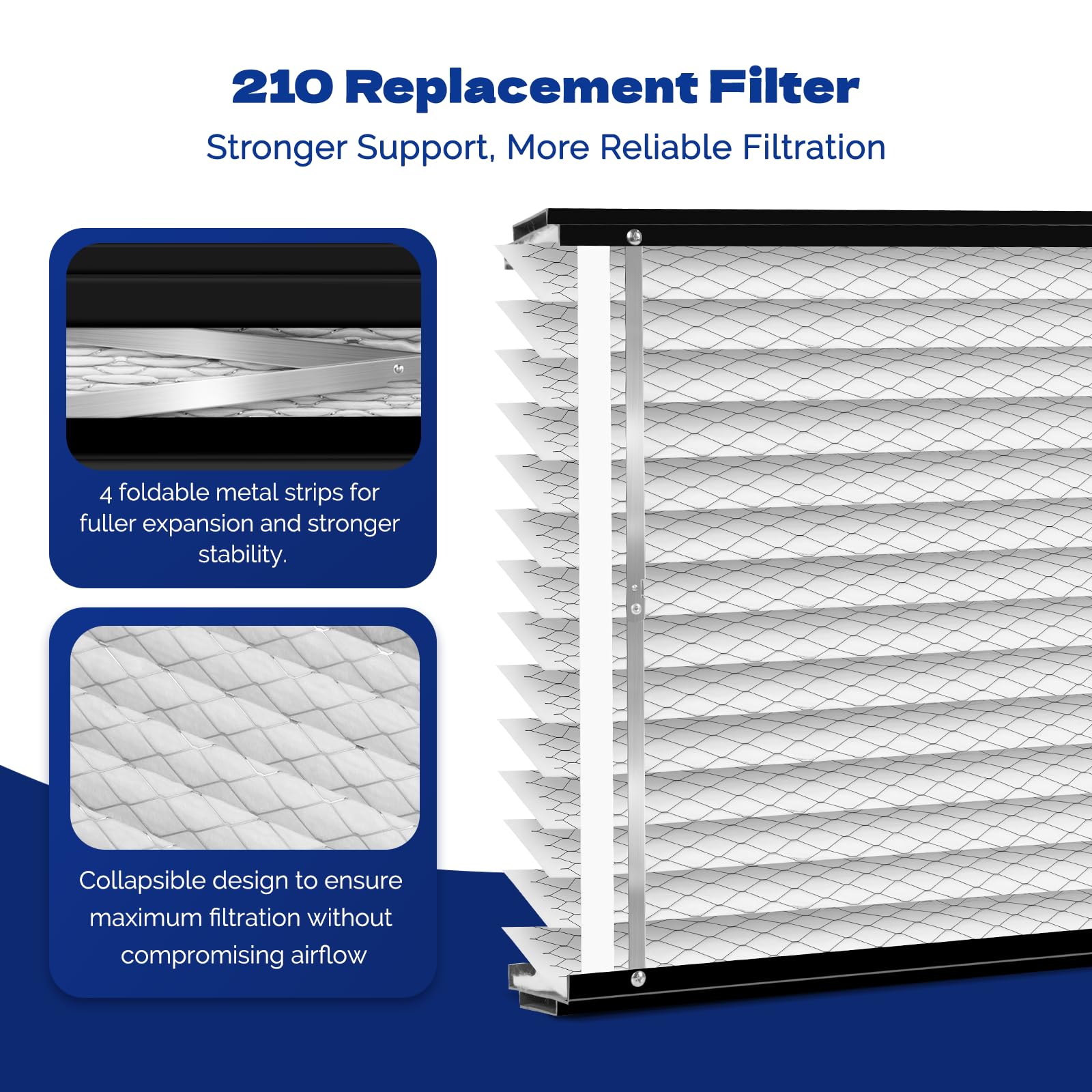 Ziuwery 210 replacement filter actual size 21.18 x 24.8 x 4.02 in